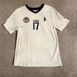 Ralph Lauren White and Navy Kids Short Sleeve Tee